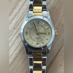 Advance Ladies Watch Two-Tone Stainless Bracelet Gold-Tone Dial Date Window